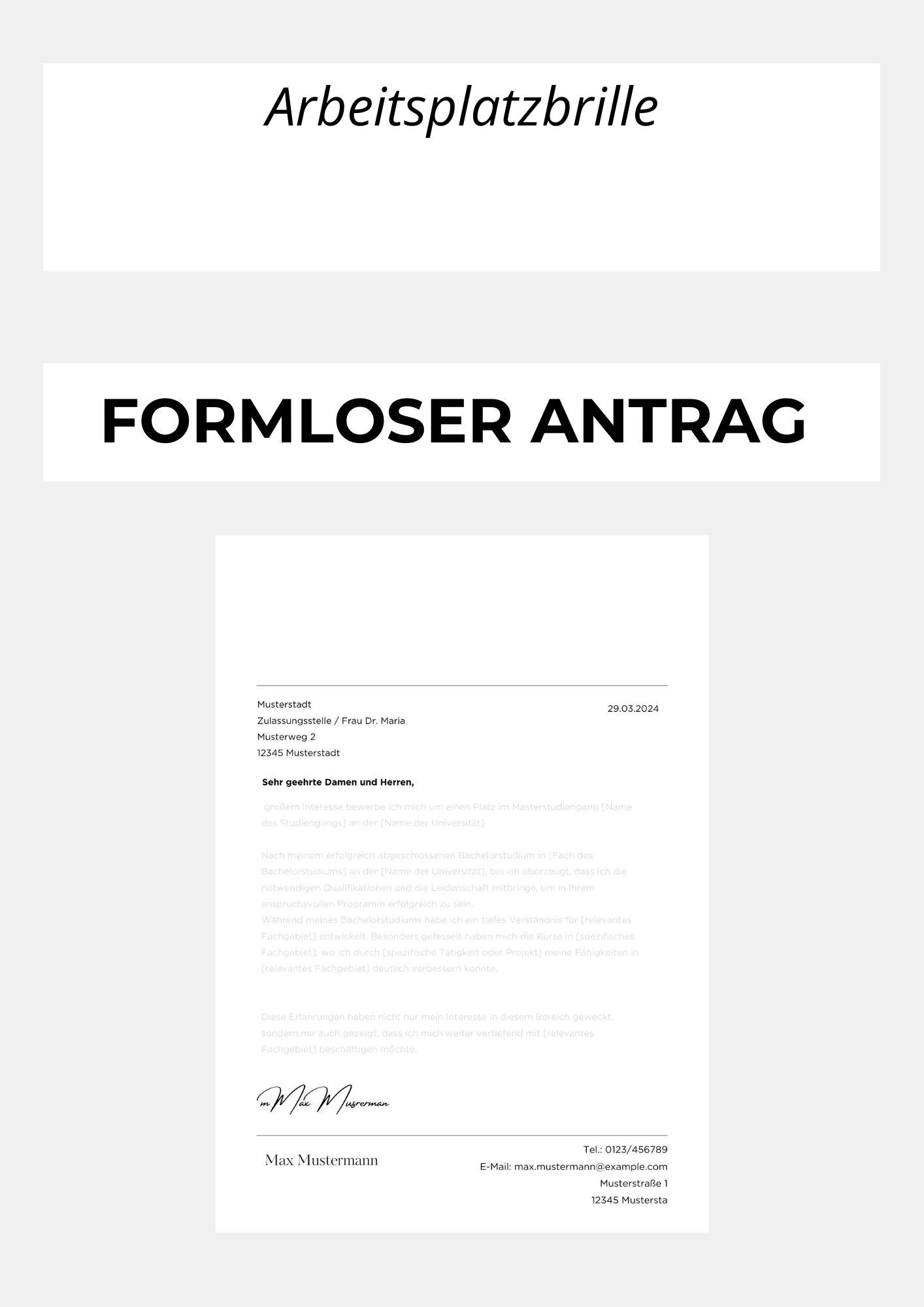 Formloser Antrag Arbeitsplatzbrille