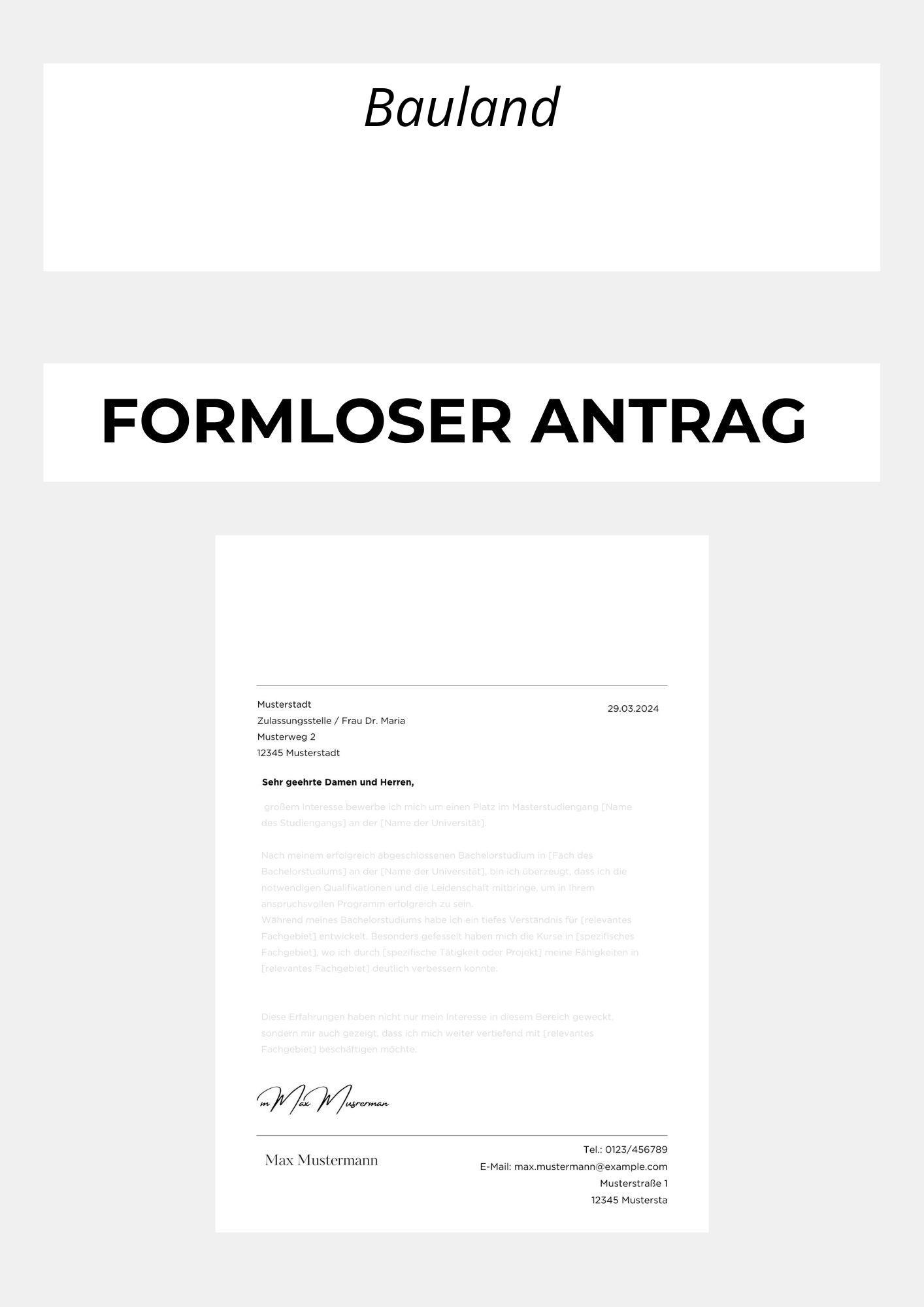 Formloser Antrag Auf Bauland