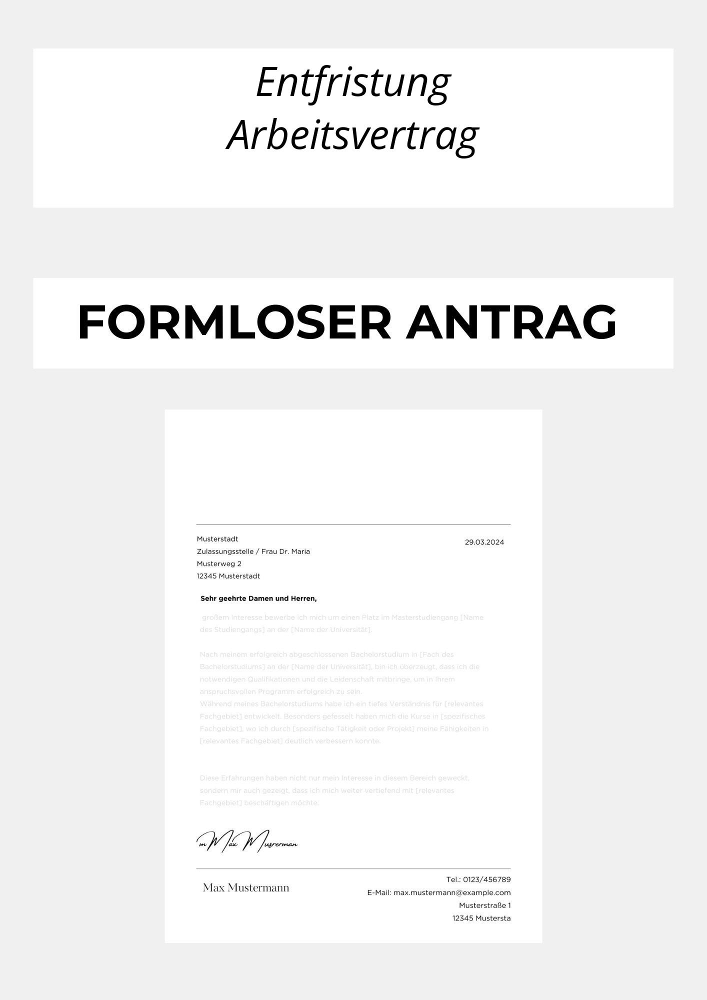 Formloser Antrag Auf Entfristung Arbeitsvertrag