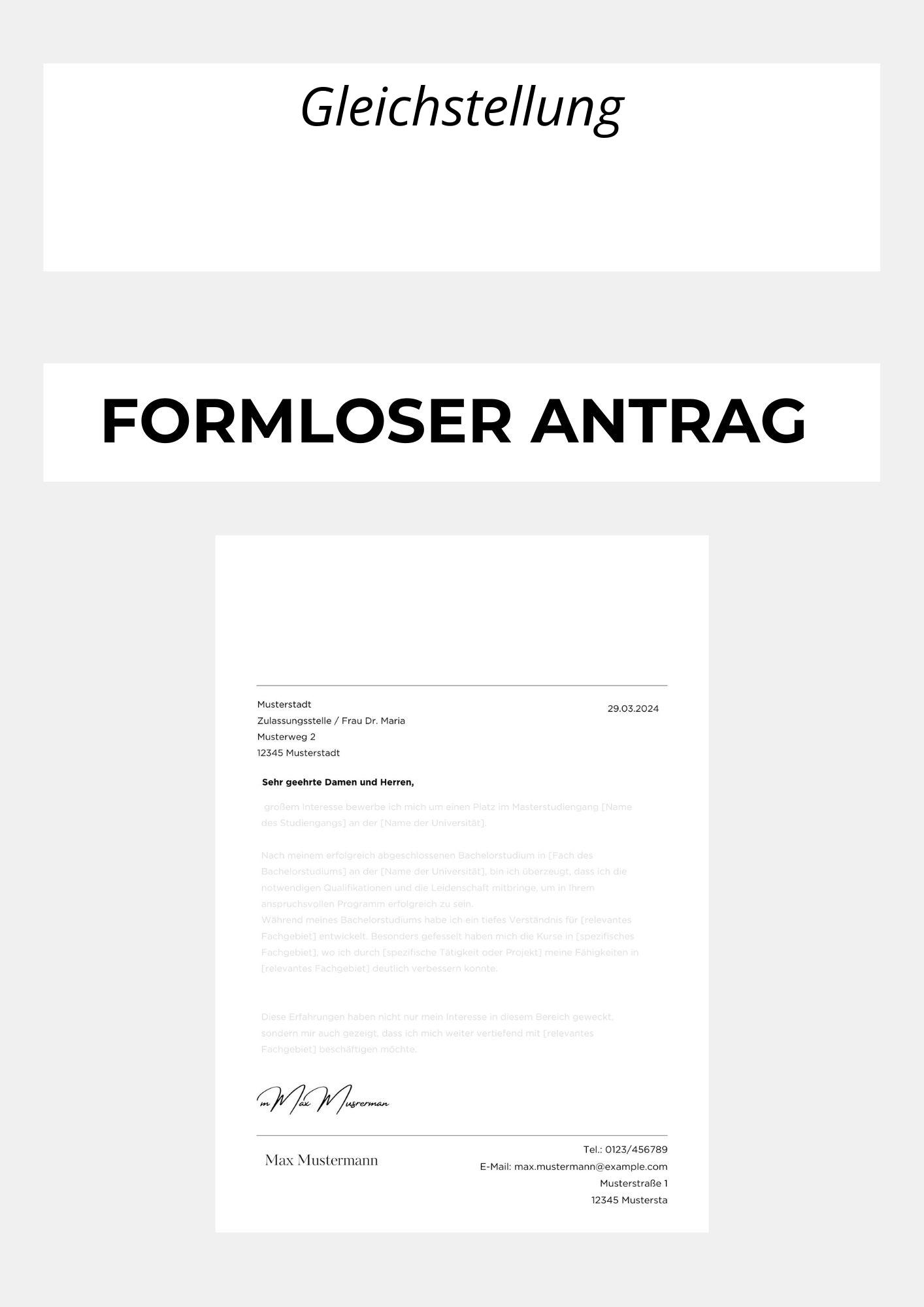 Formloser Antrag Auf Gleichstellung