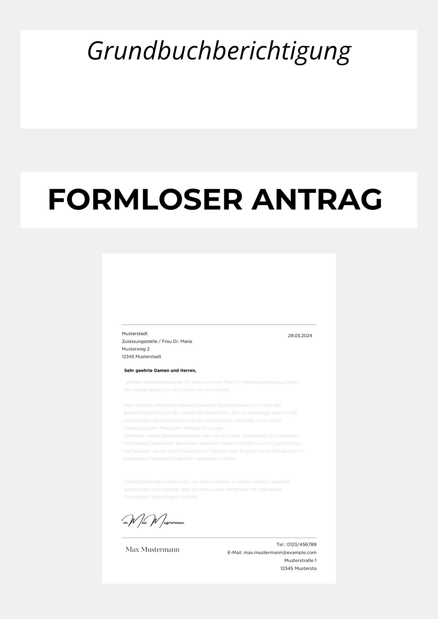 Formloser Antrag Auf Grundbuchberichtigung