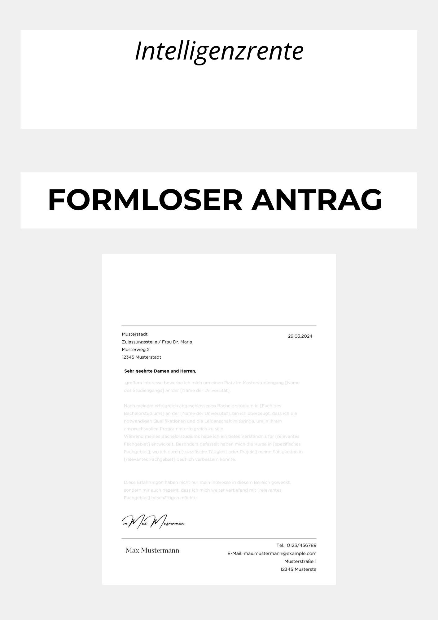 Formloser Antrag Auf Intelligenzrente