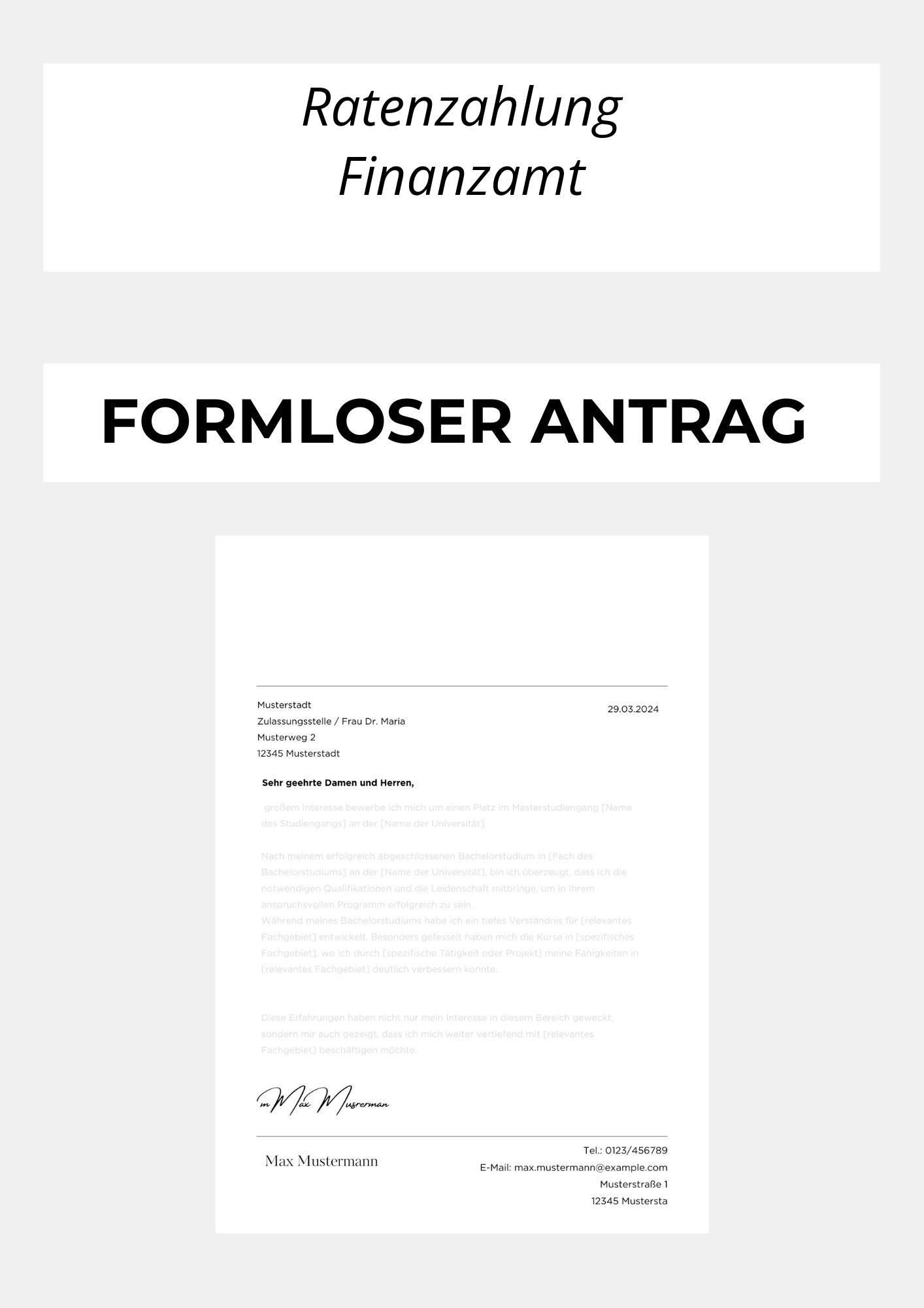 Formloser Antrag Auf Ratenzahlung Finanzamt