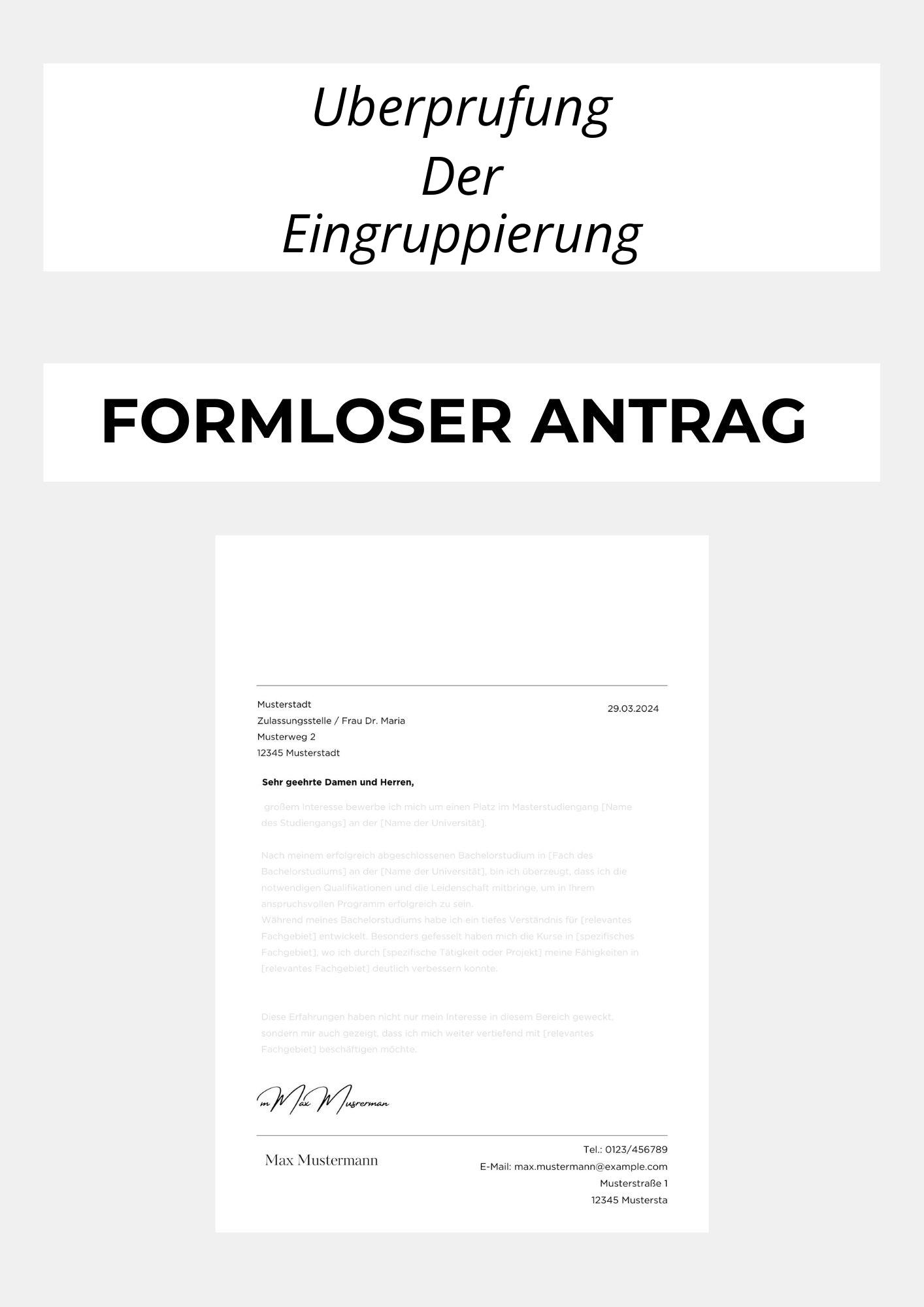 Formloser Antrag Auf Überprüfung Der Eingruppierung