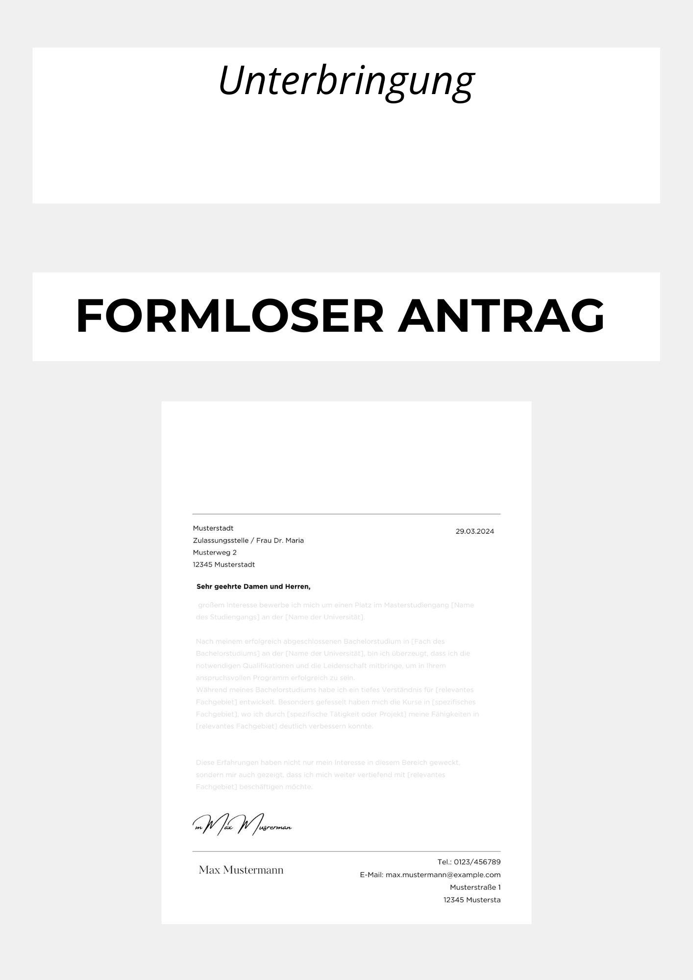 Formloser Antrag Auf Unterbringung