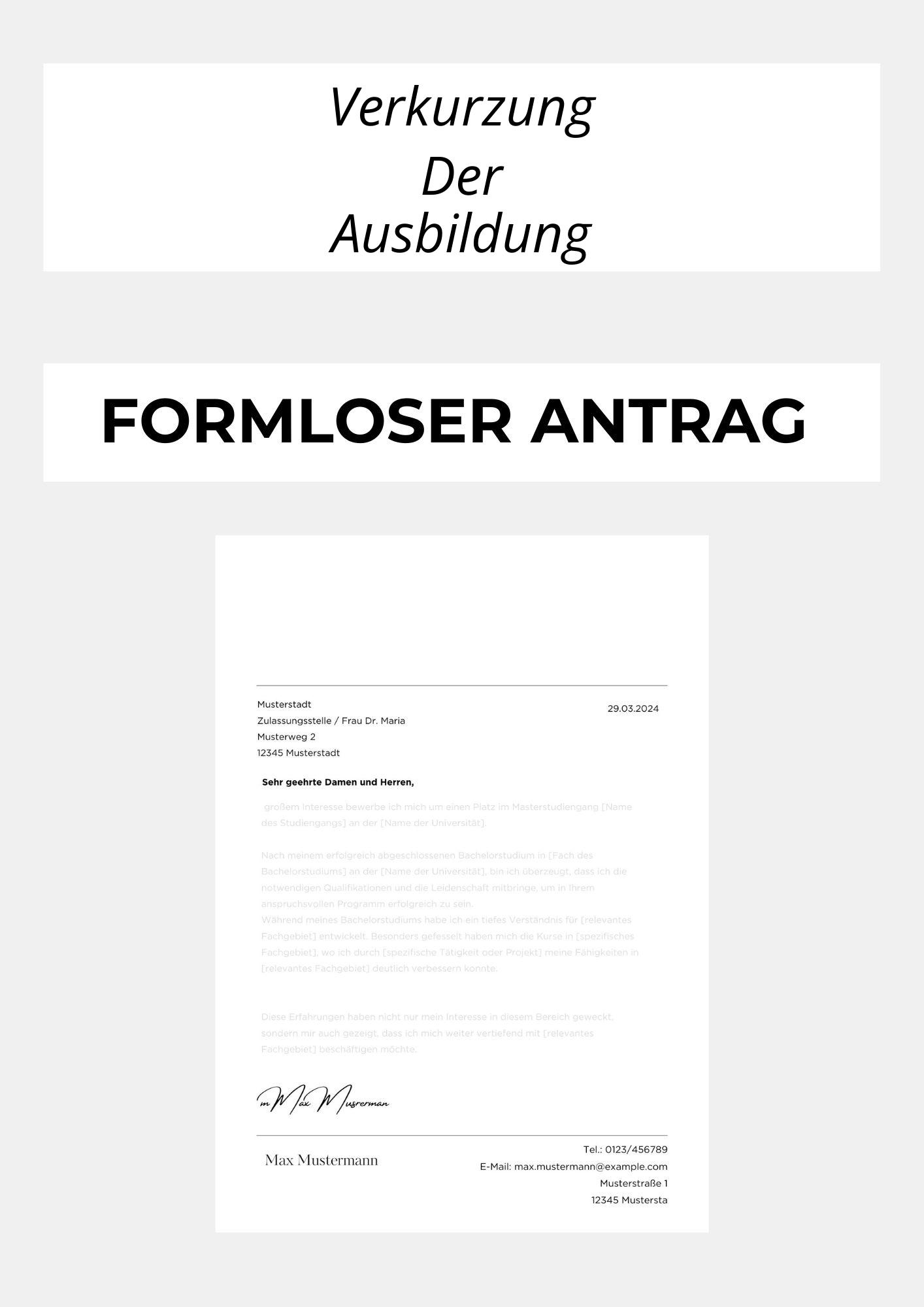 Formloser Antrag Auf Verkürzung Der Ausbildung