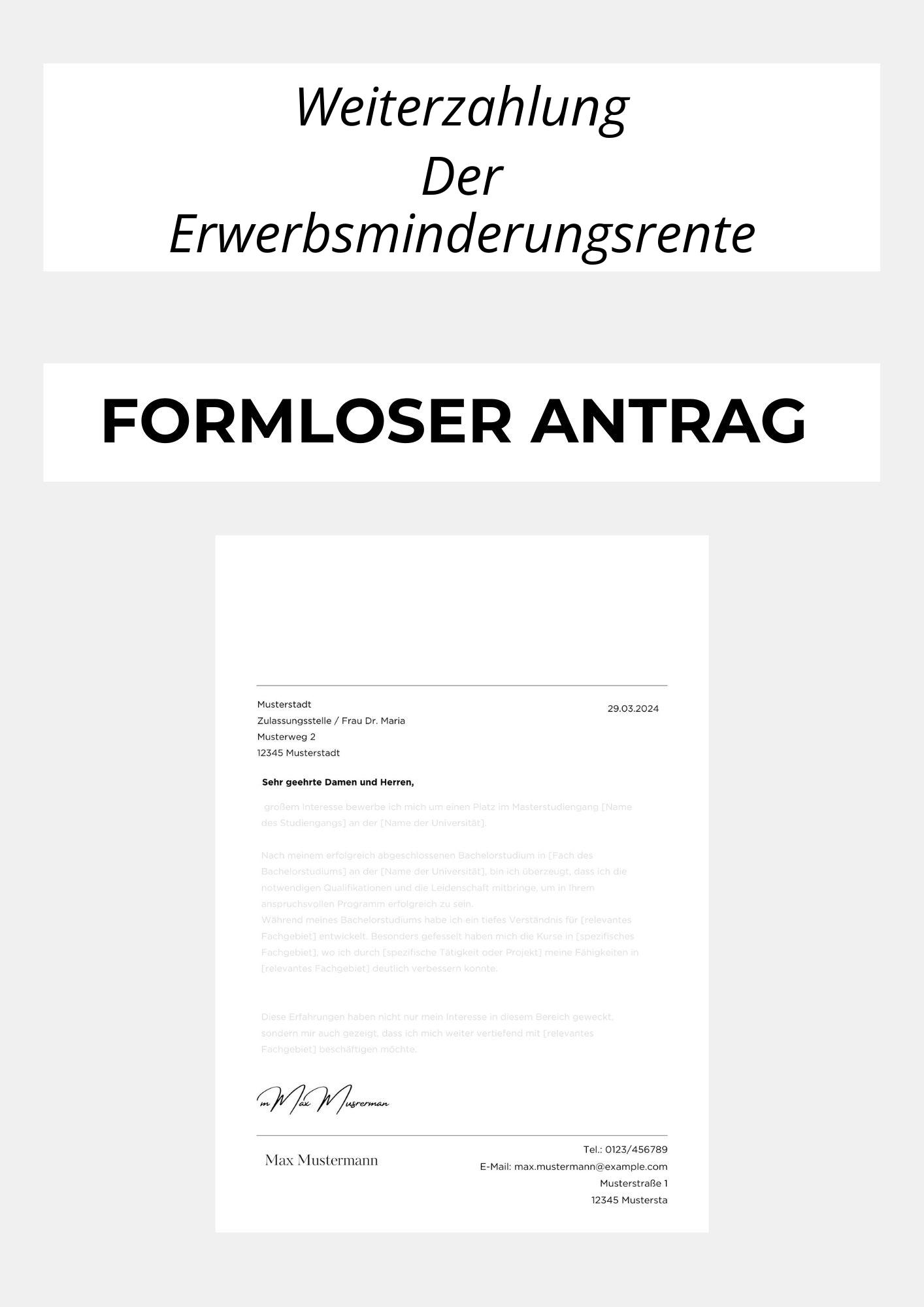 Formloser Antrag Auf Weiterzahlung Der Erwerbsminderungsrente