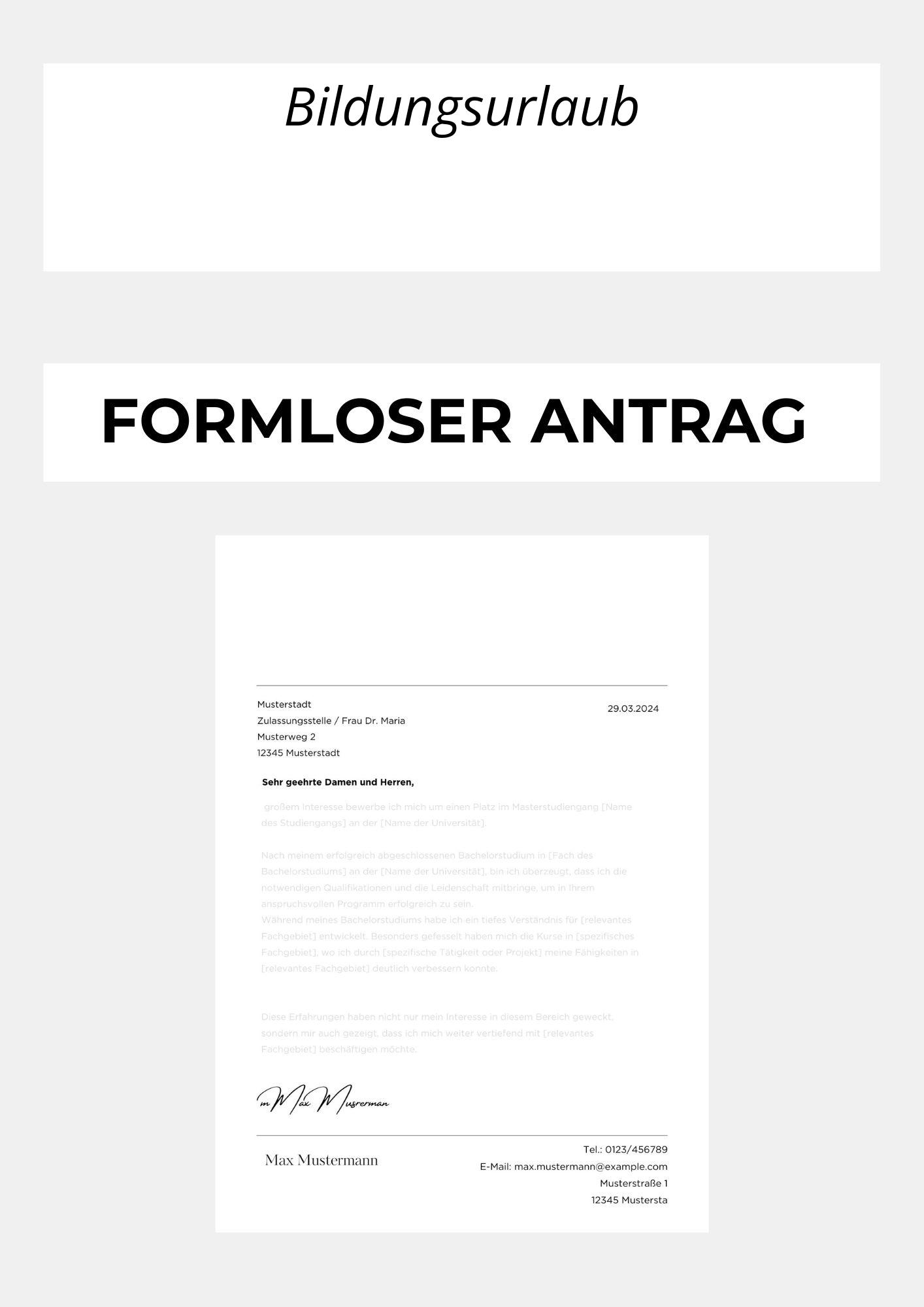 Formloser Antrag Bildungsurlaub