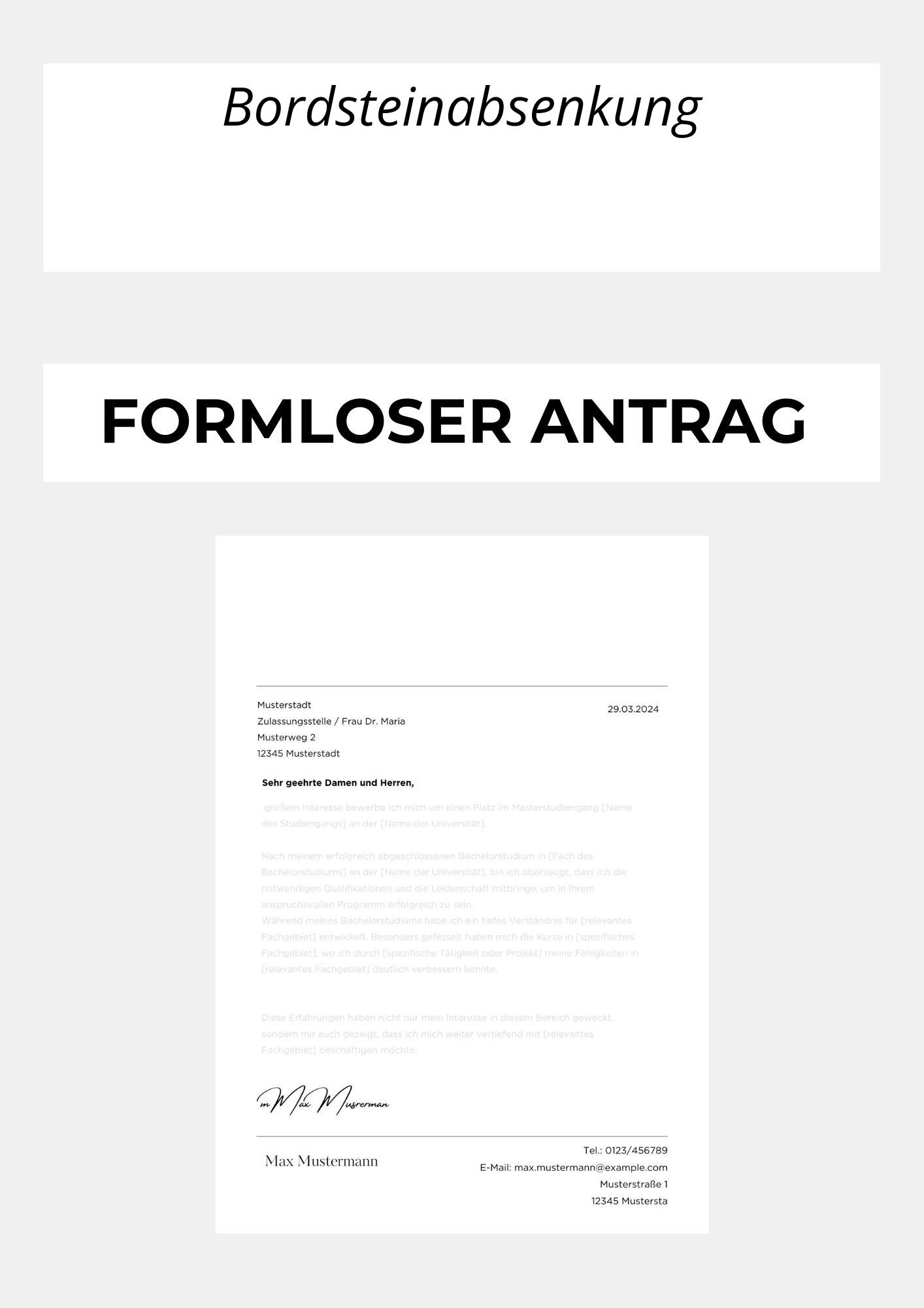 Formloser Antrag Bordsteinabsenkung