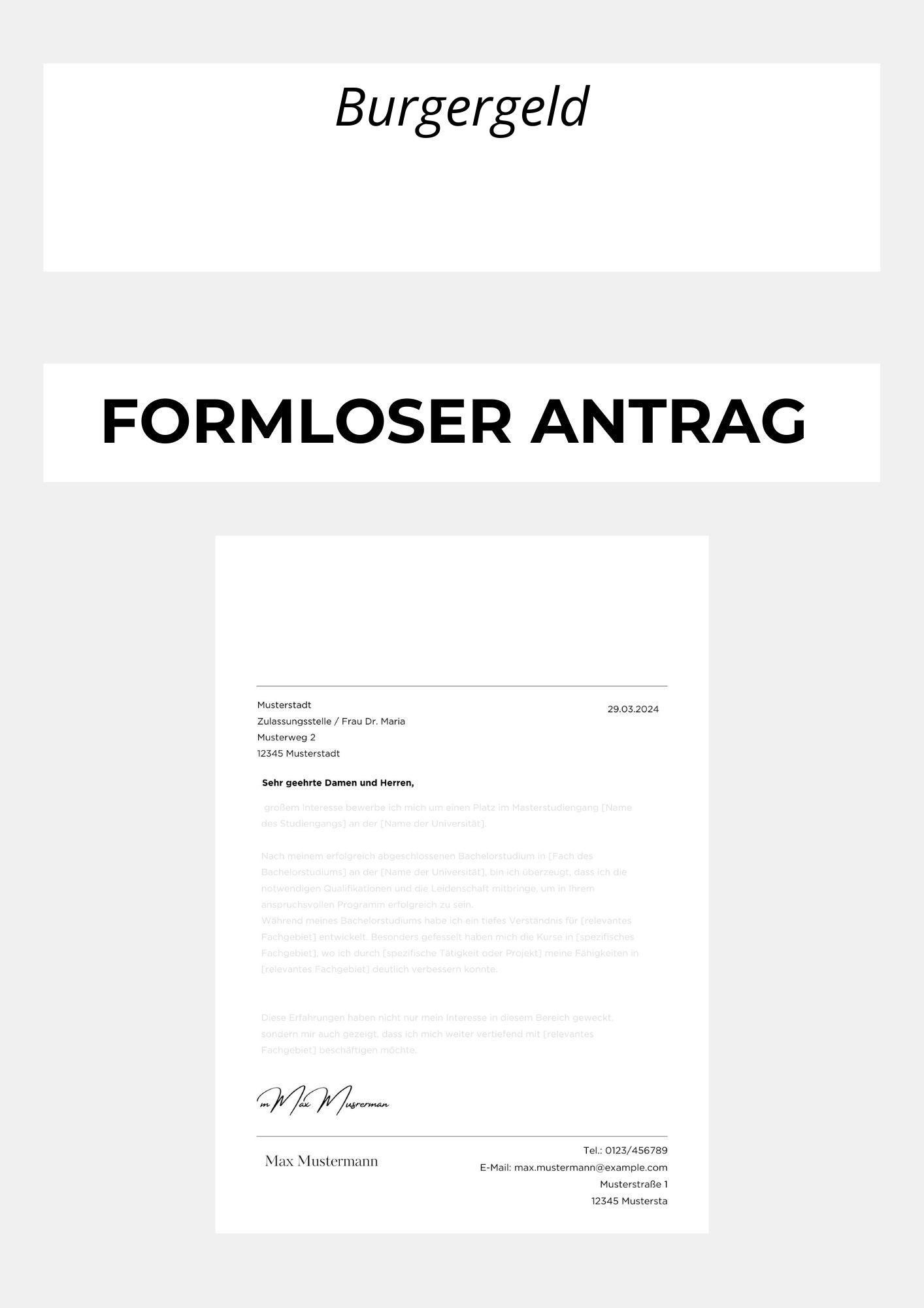 Formloser Antrag Bürgergeld