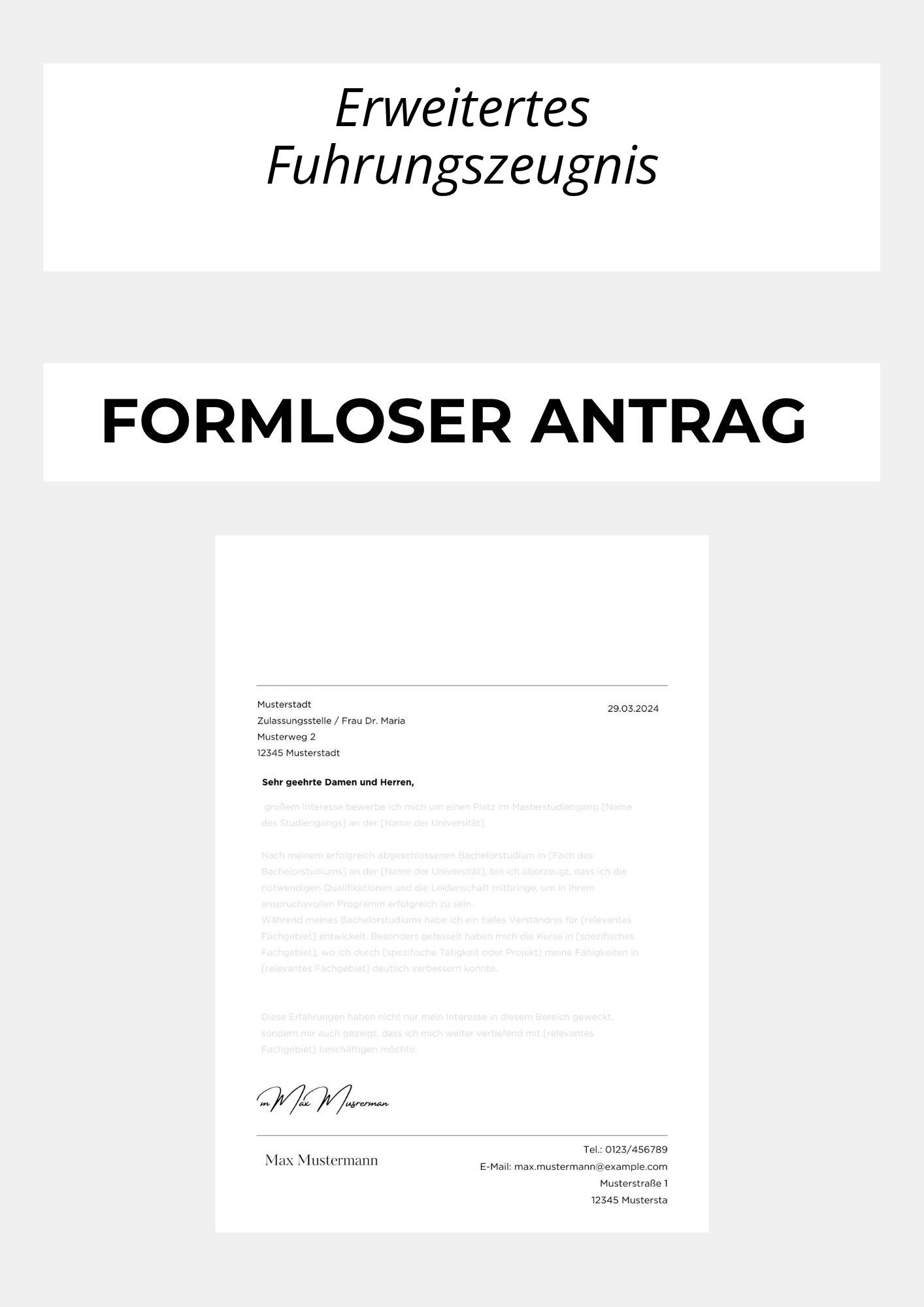 Formloser Antrag Erweitertes Führungszeugnis