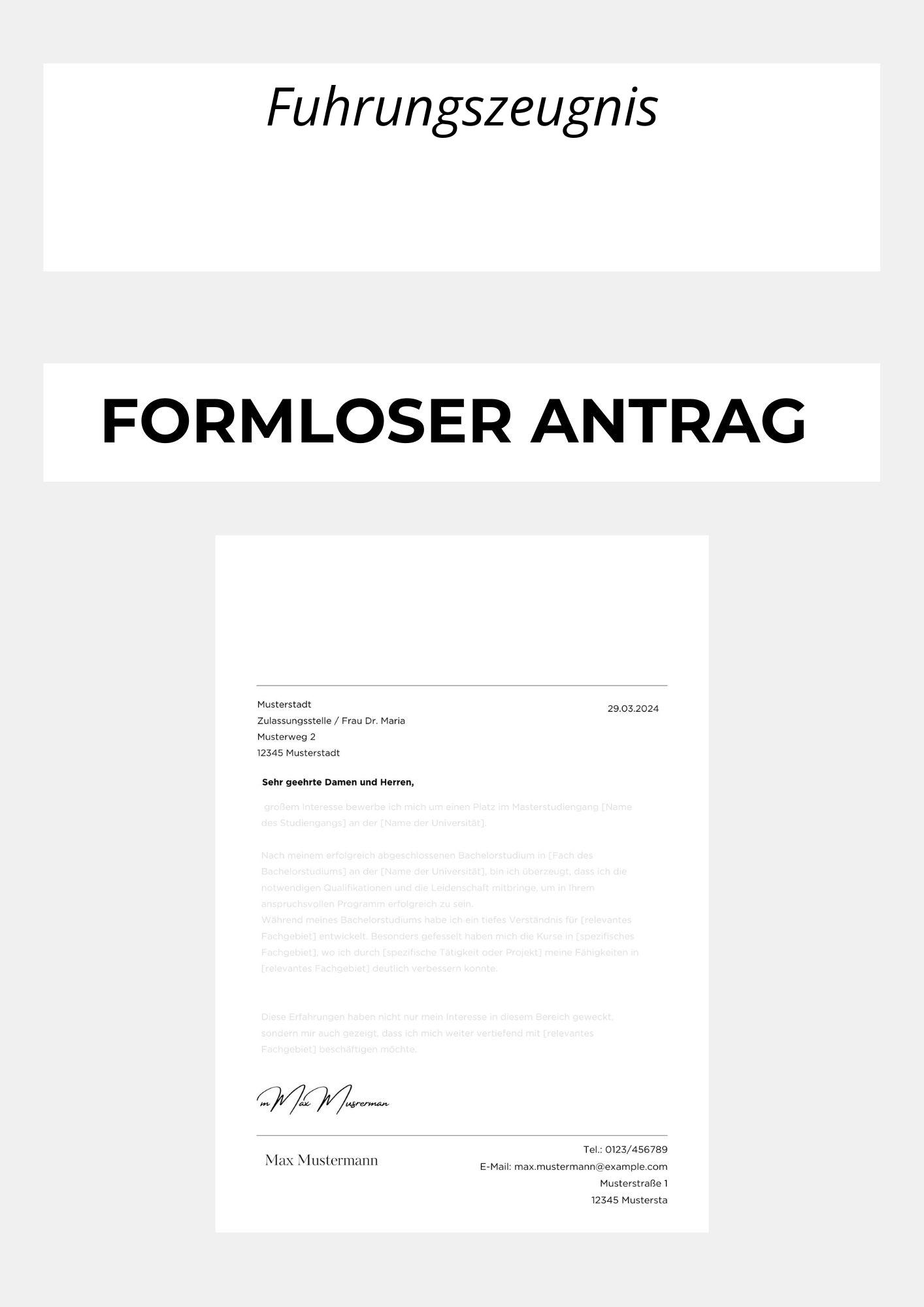 Formloser Antrag Führungszeugnis