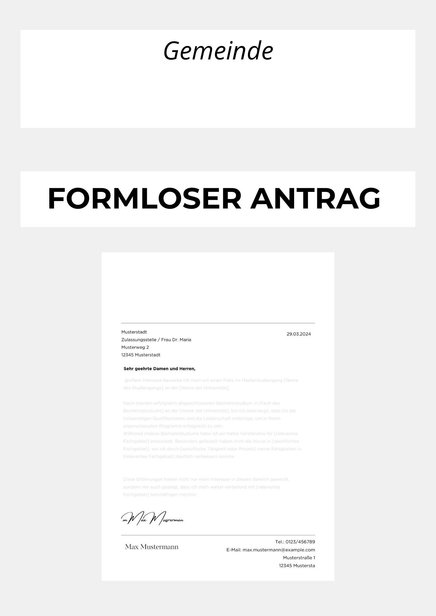 Formloser Antrag Gemeinde