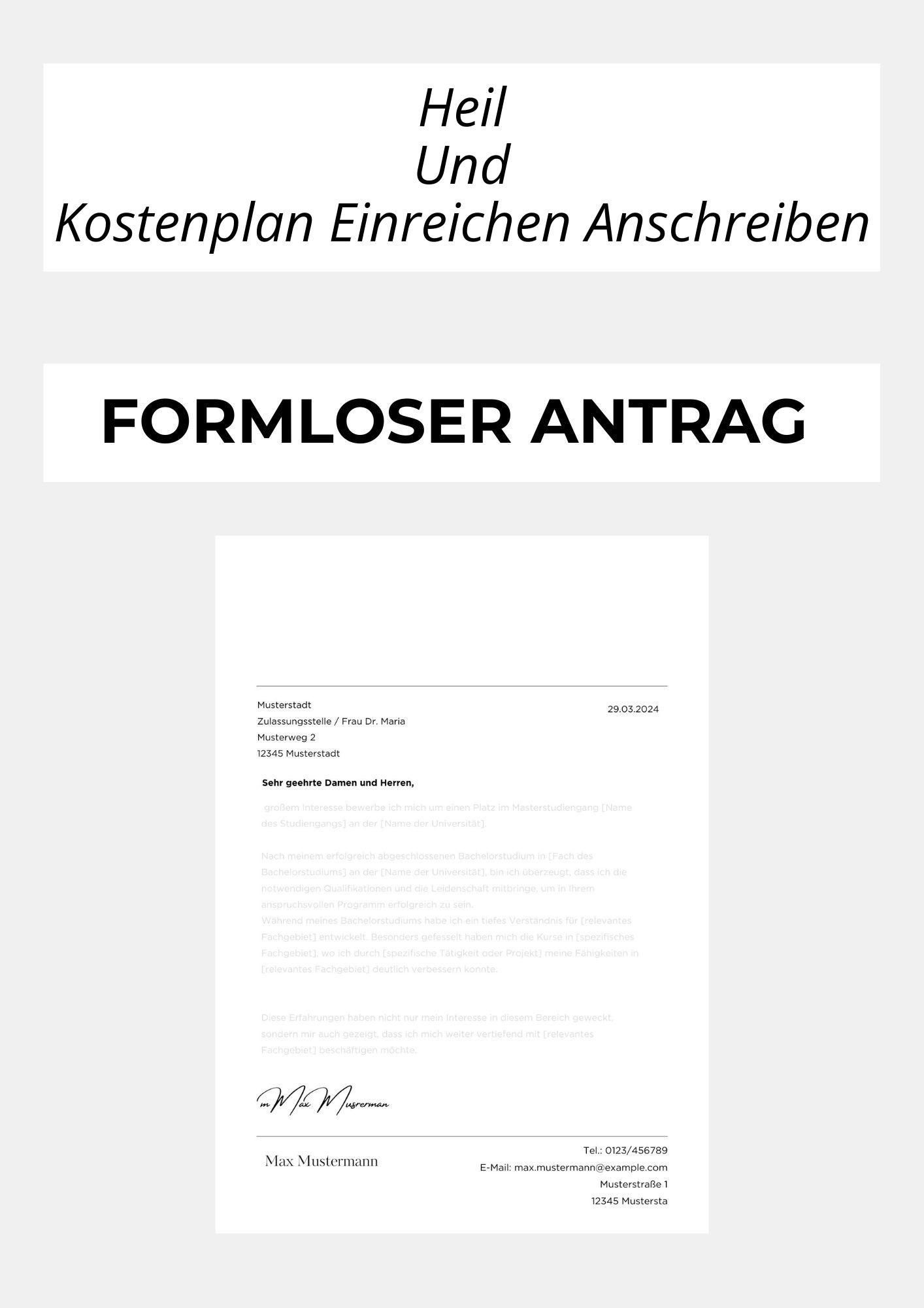 Formloser Antrag Heil- Und Kostenplan Einreichen Anschreiben