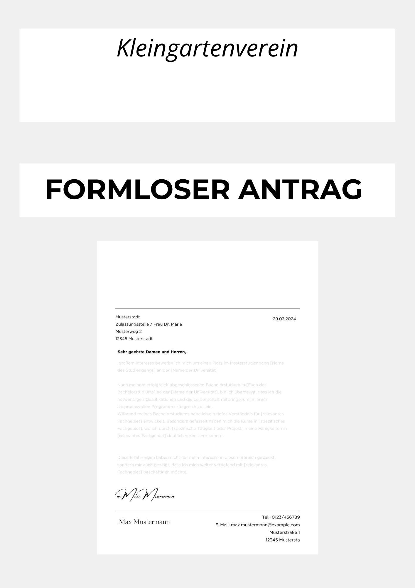 Formloser Antrag Kleingartenverein