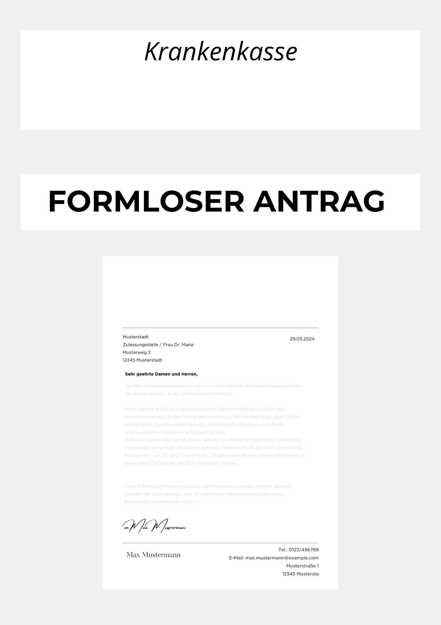 Formloser Antrag Krankenkasse