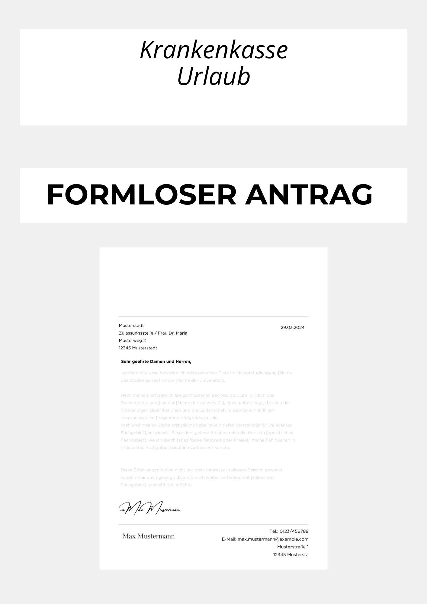 Formloser Antrag Krankenkasse Urlaub