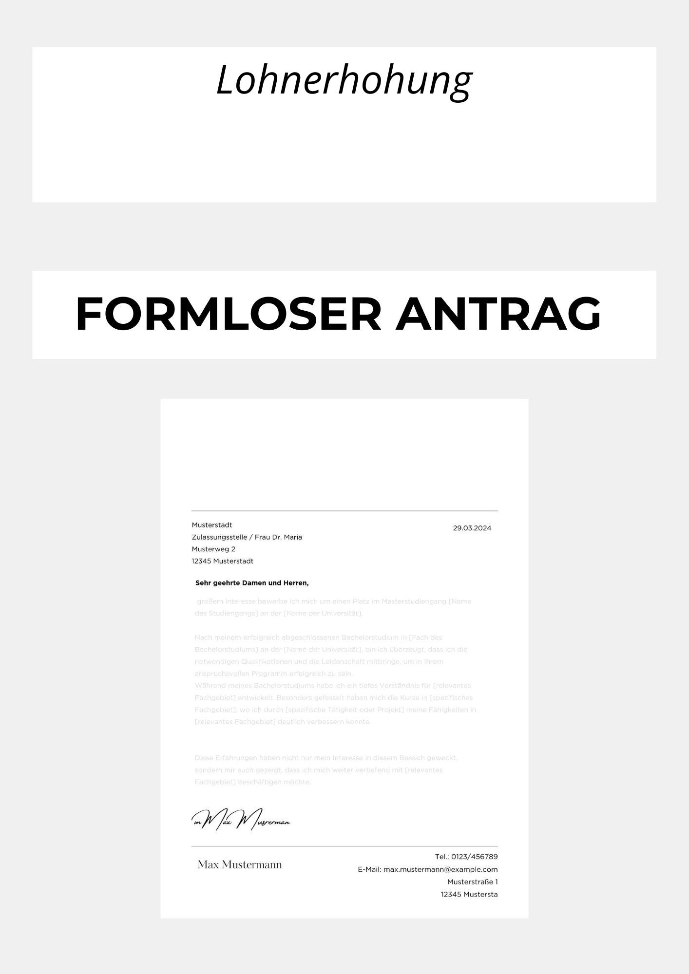 Formloser Antrag Lohnerhöhung