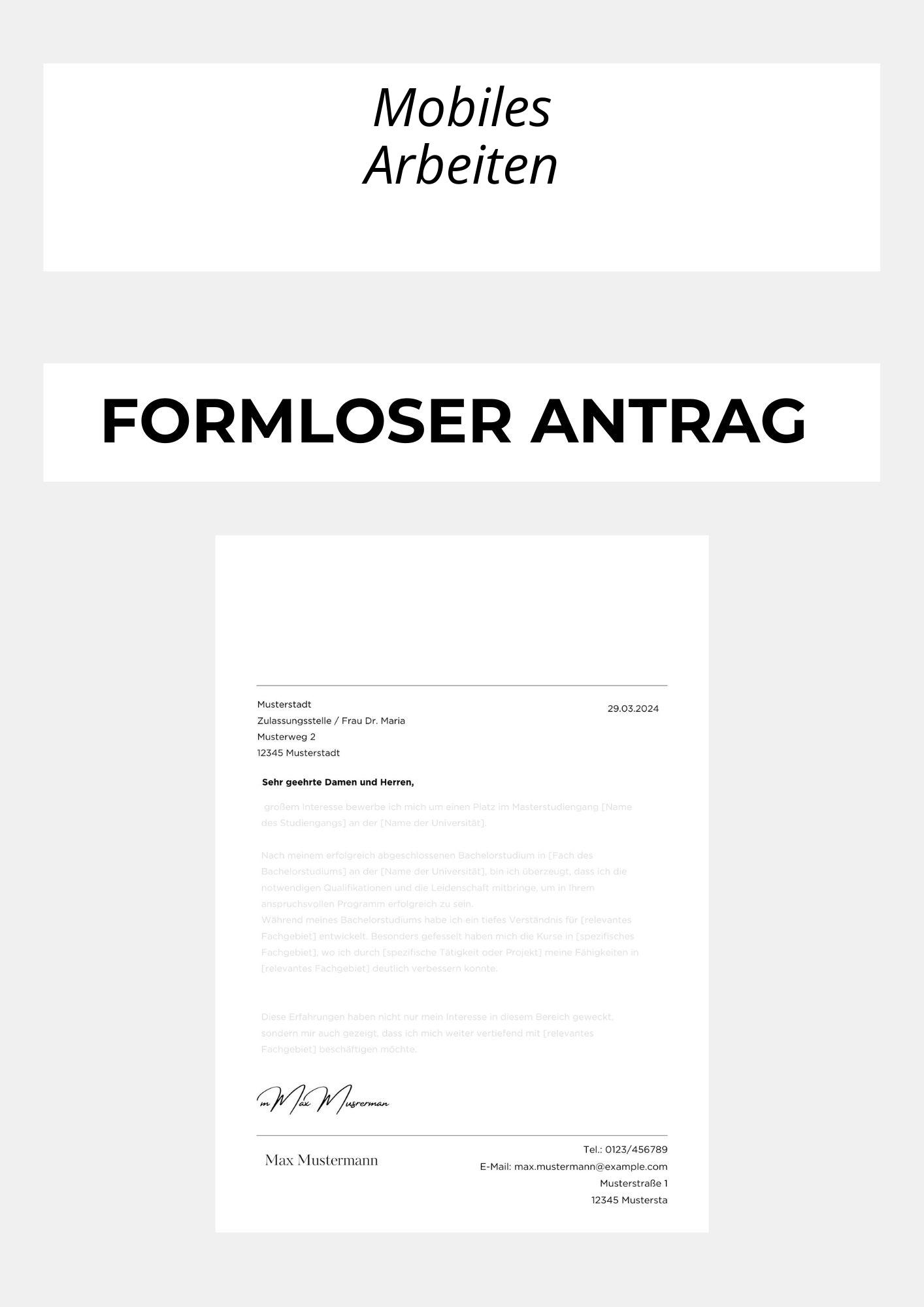 Formloser Antrag Mobiles Arbeiten