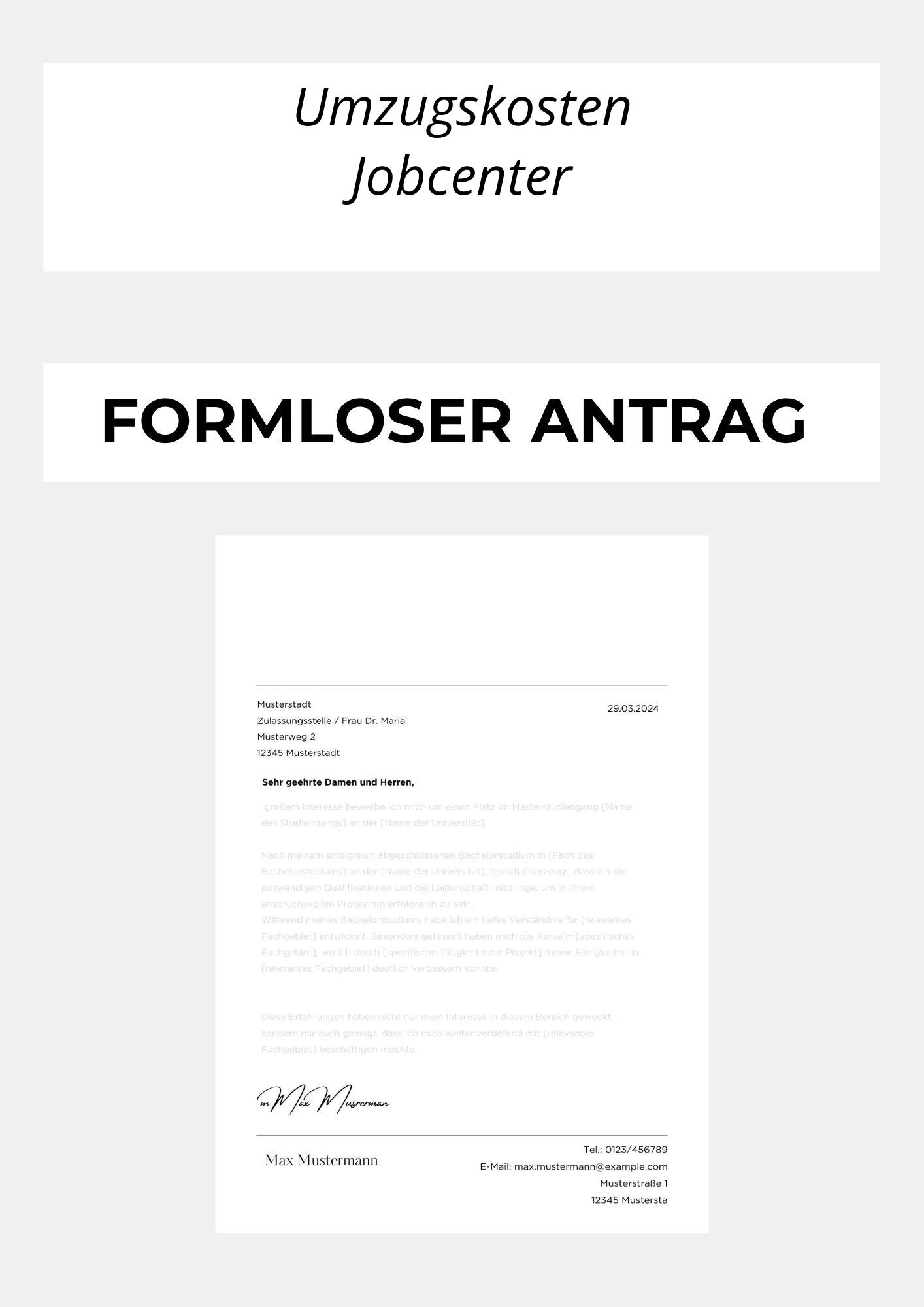 Formloser Antrag Umzugskosten Jobcenter