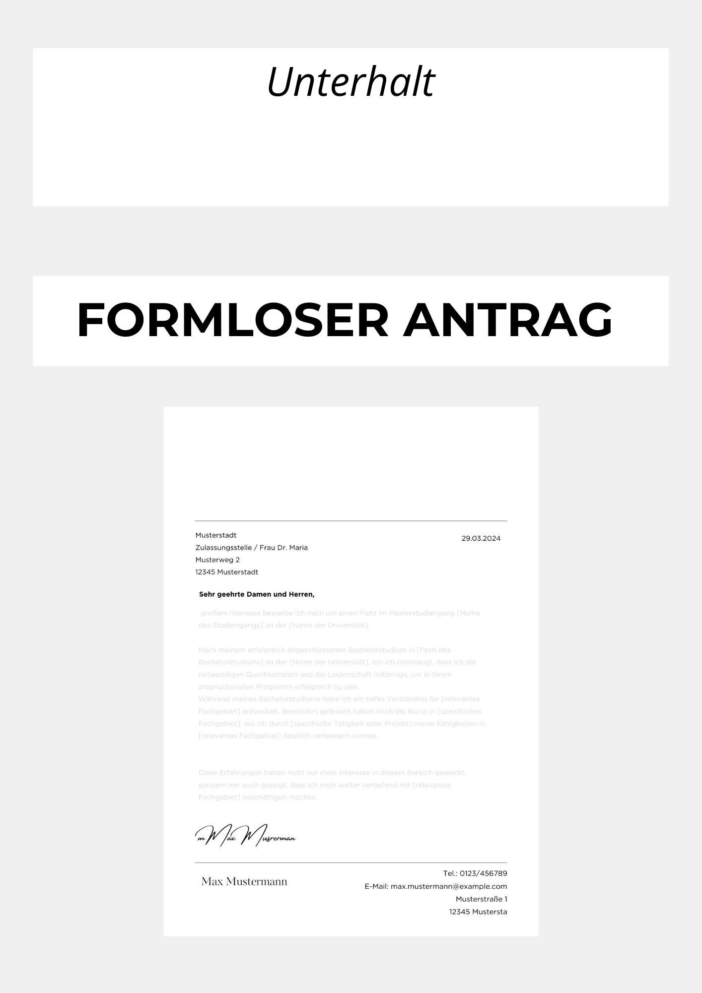 Formloser Antrag Unterhalt