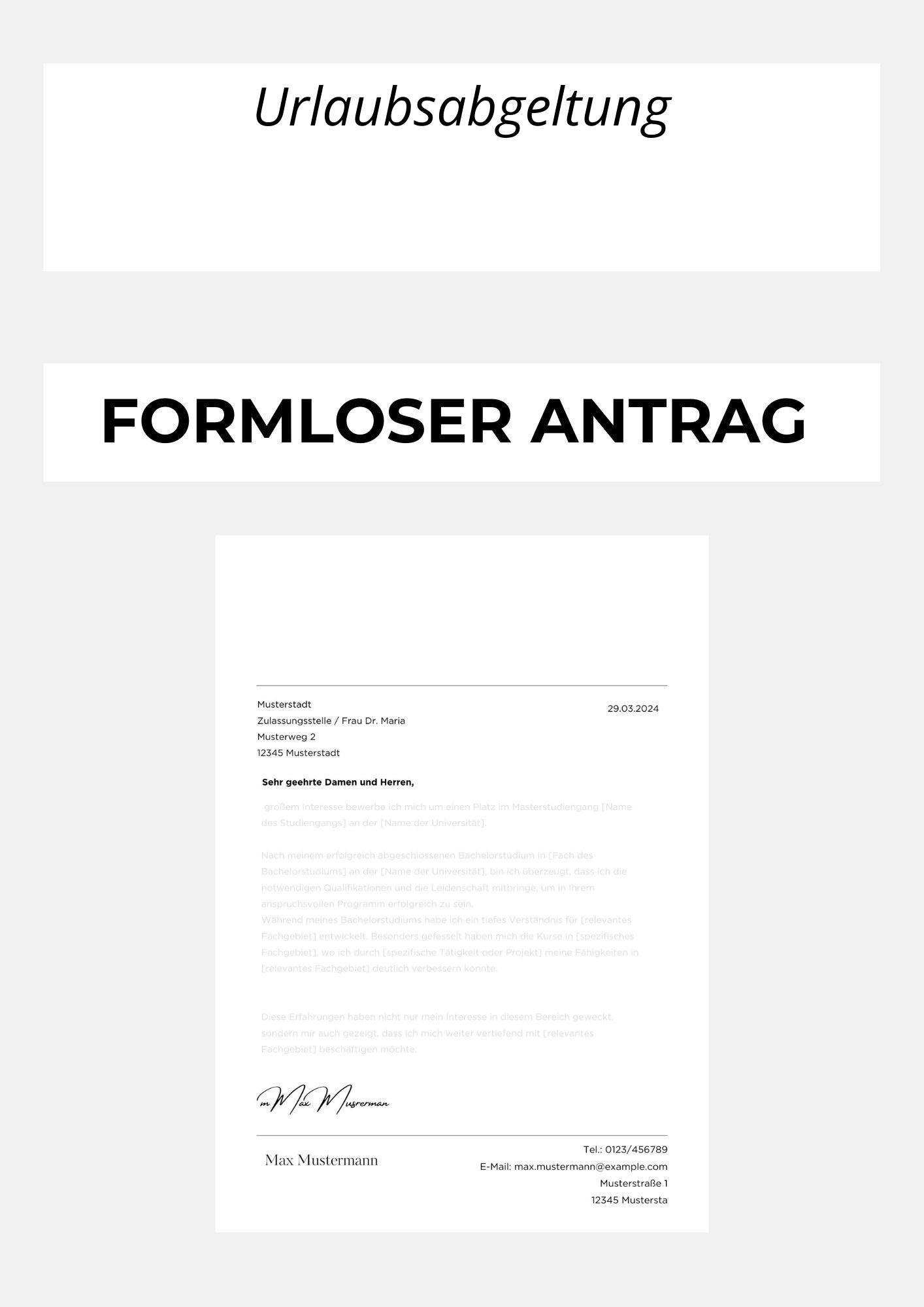 Formloser Antrag Urlaubsabgeltung