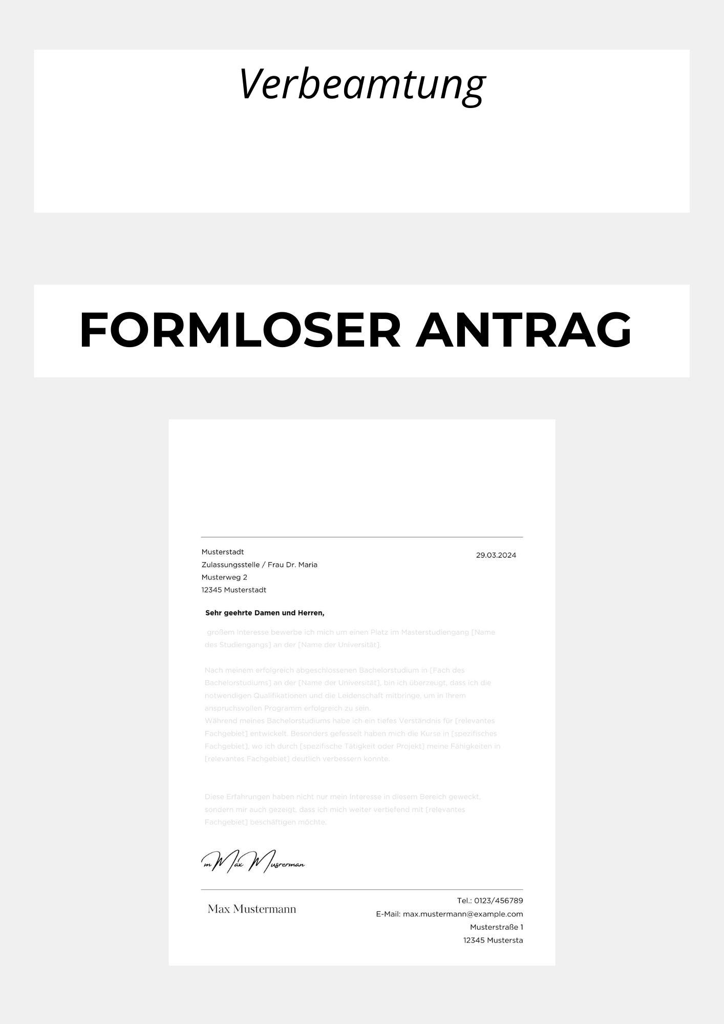 Formloser Antrag Verbeamtung