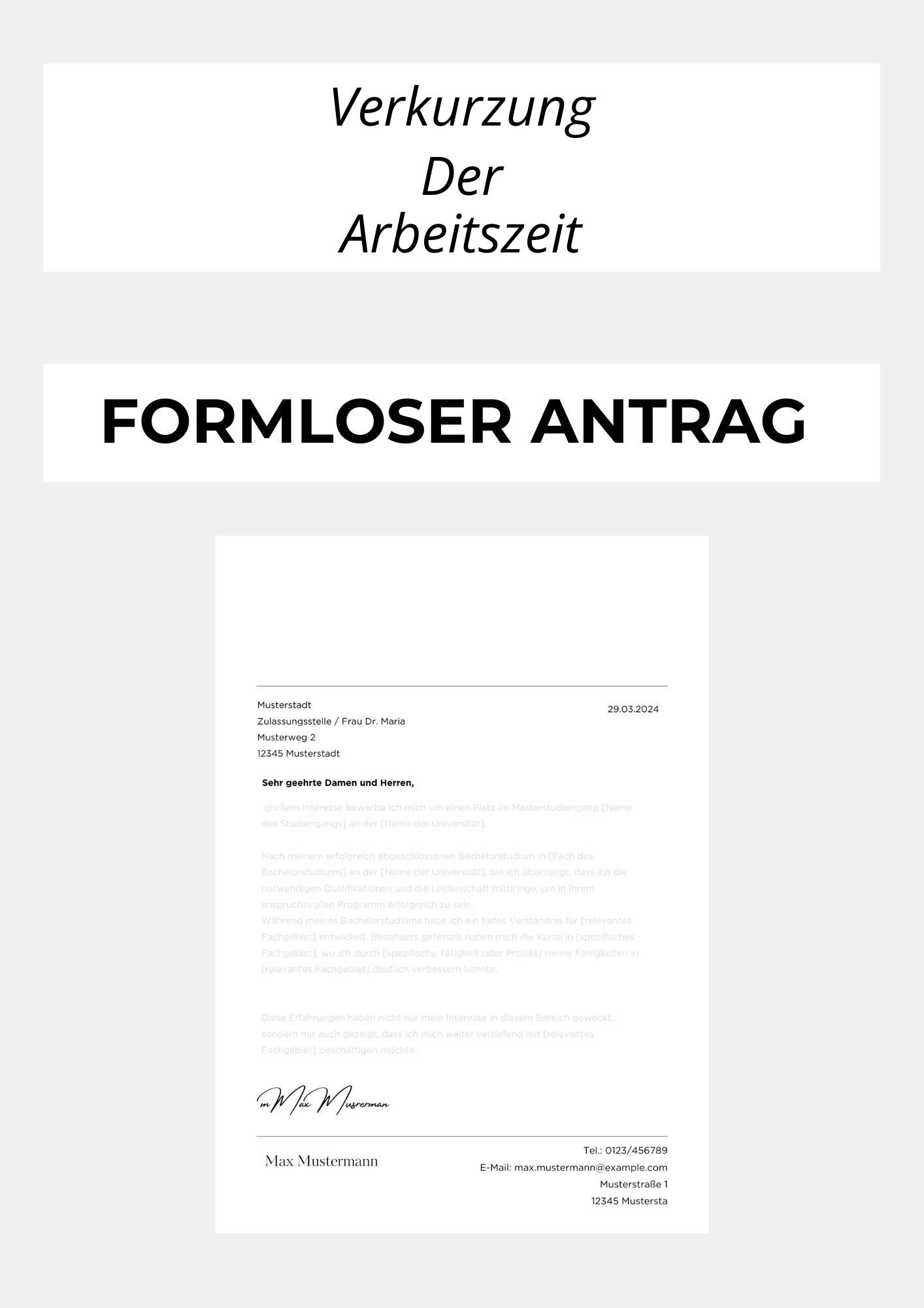 Formloser Antrag Verkürzung Der Arbeitszeit