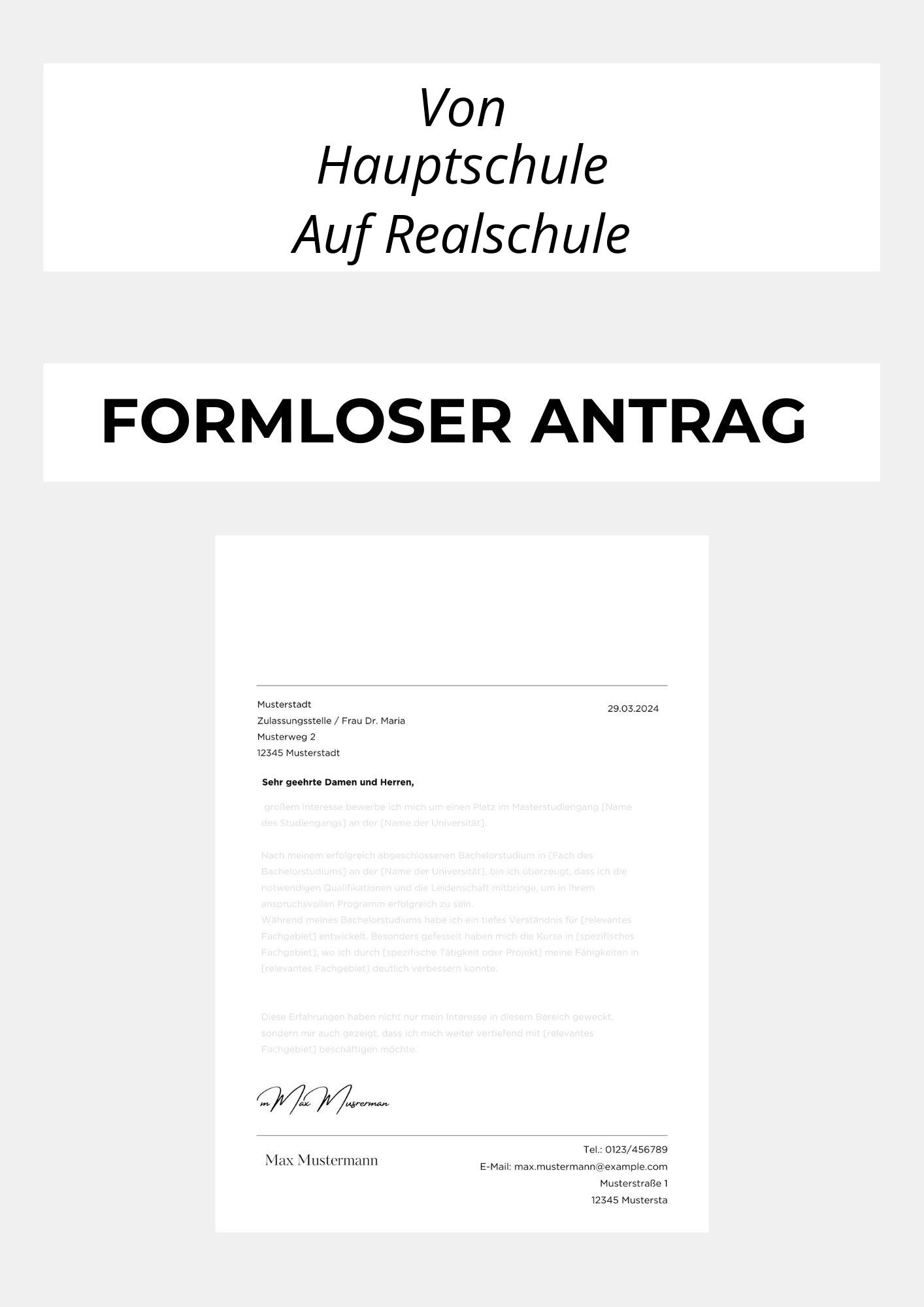 Formloser Antrag Von Hauptschule Auf Realschule