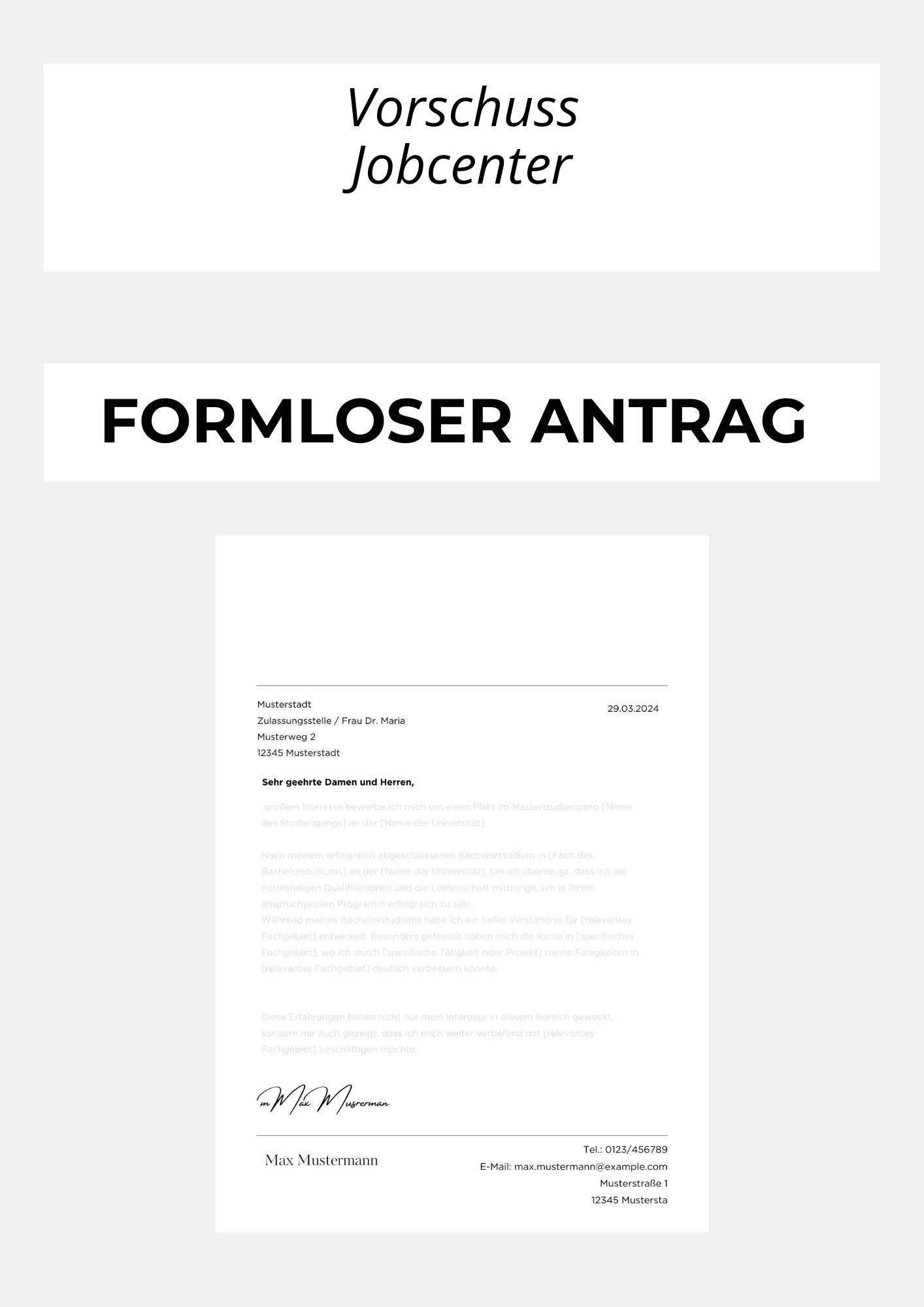 Formloser Antrag Vorschuss Jobcenter