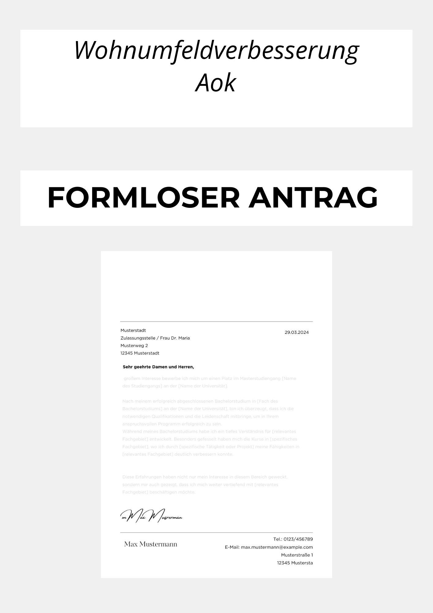 Formloser Antrag Wohnumfeldverbesserung Aok