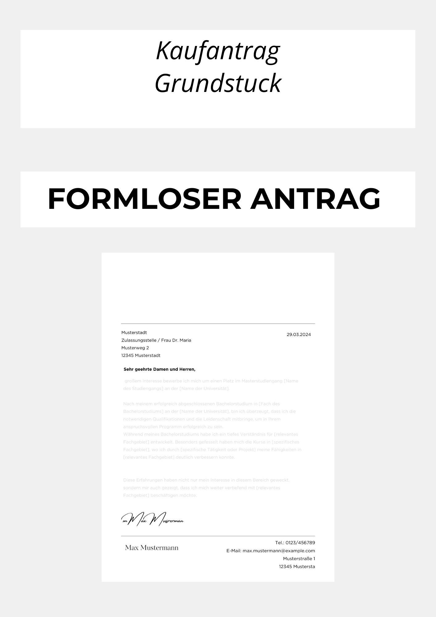 Formloser Kaufantrag Grundstück