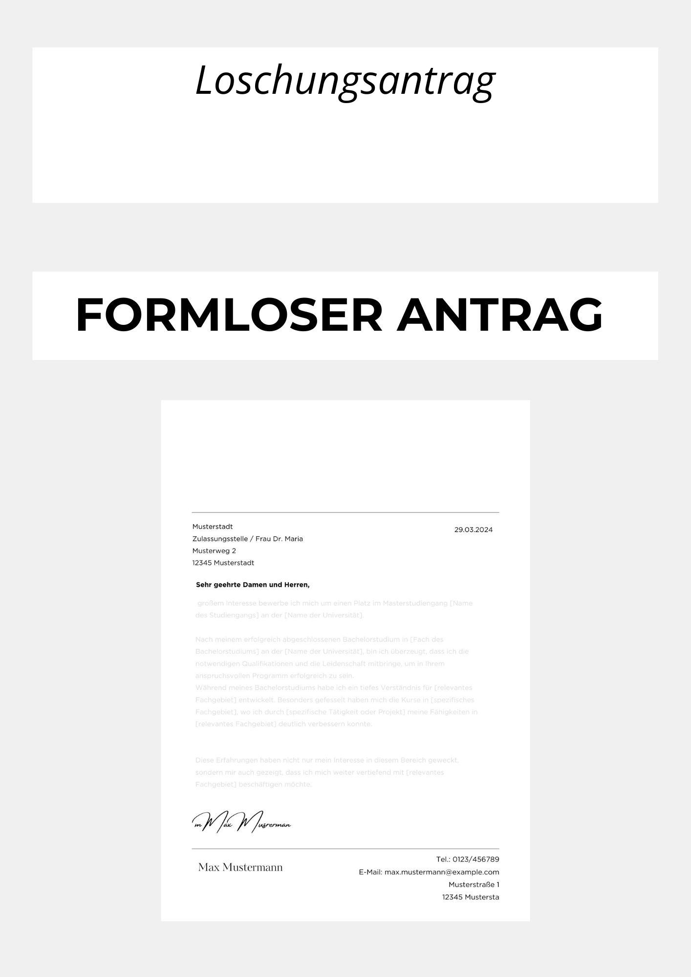 Formloser Löschungsantrag