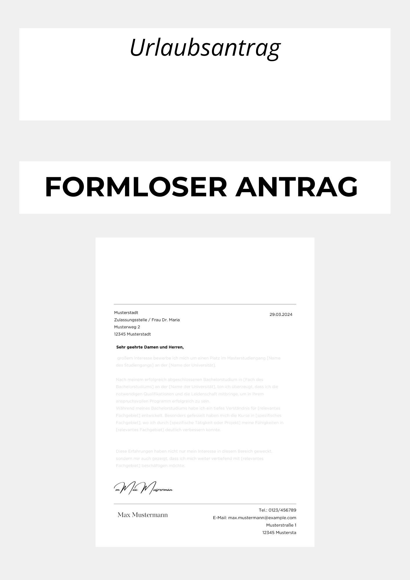 Formloser Urlaubsantrag